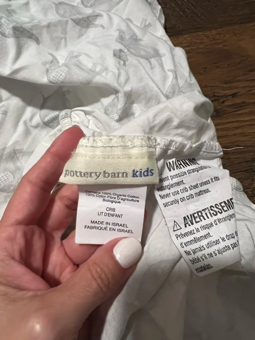 Pottery Barn Elephant Print Fitted Crib Sheet - Gray 100% Organic Cotton